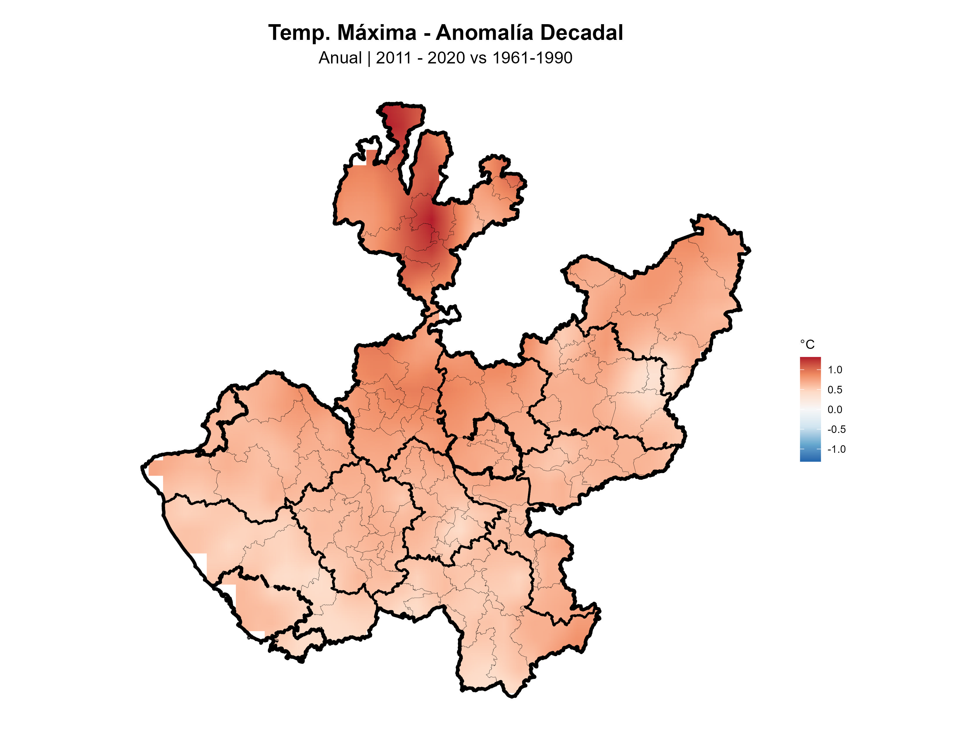 Temperatura Máxima Anual Anomalía 2011