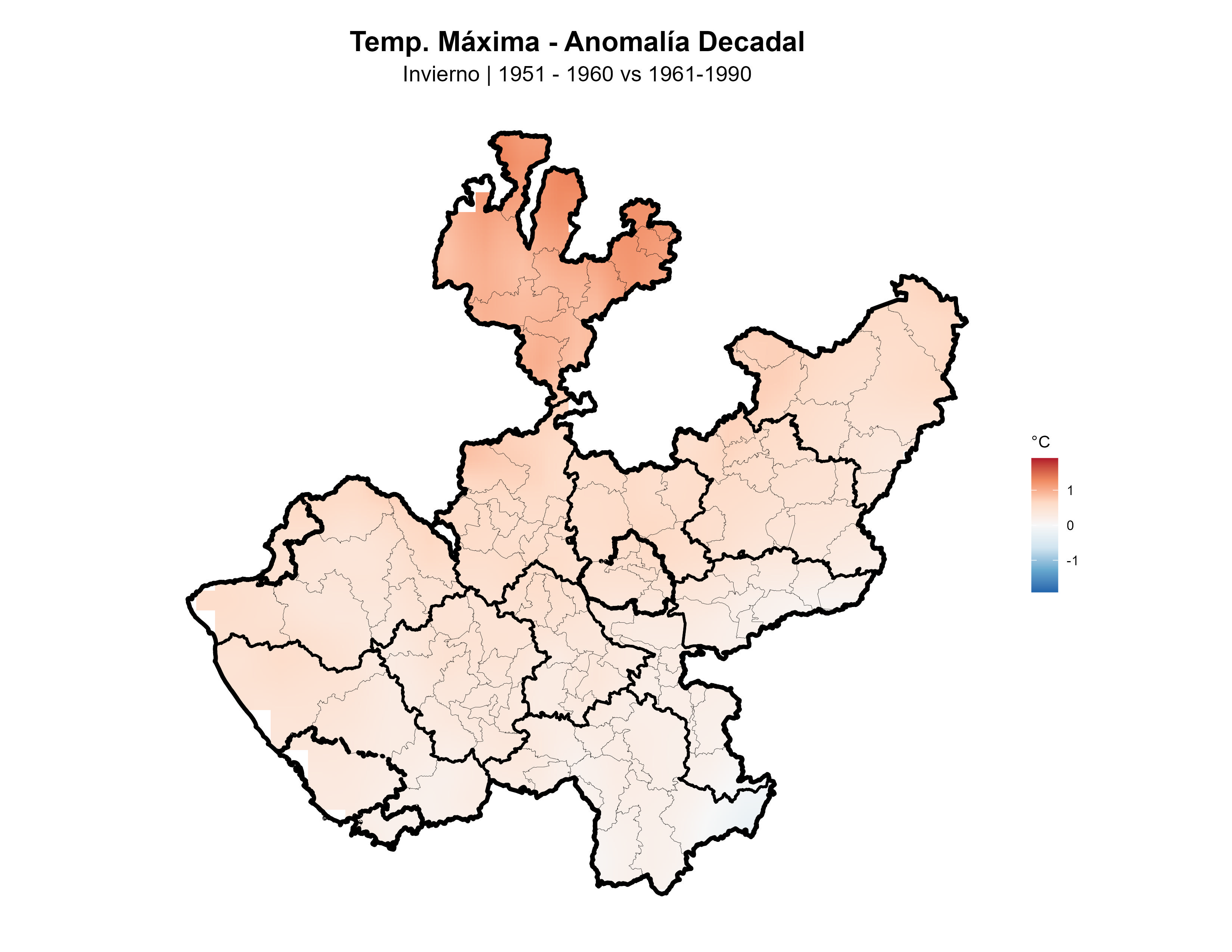Temperatura Máxima Invierno Anomalía 1951