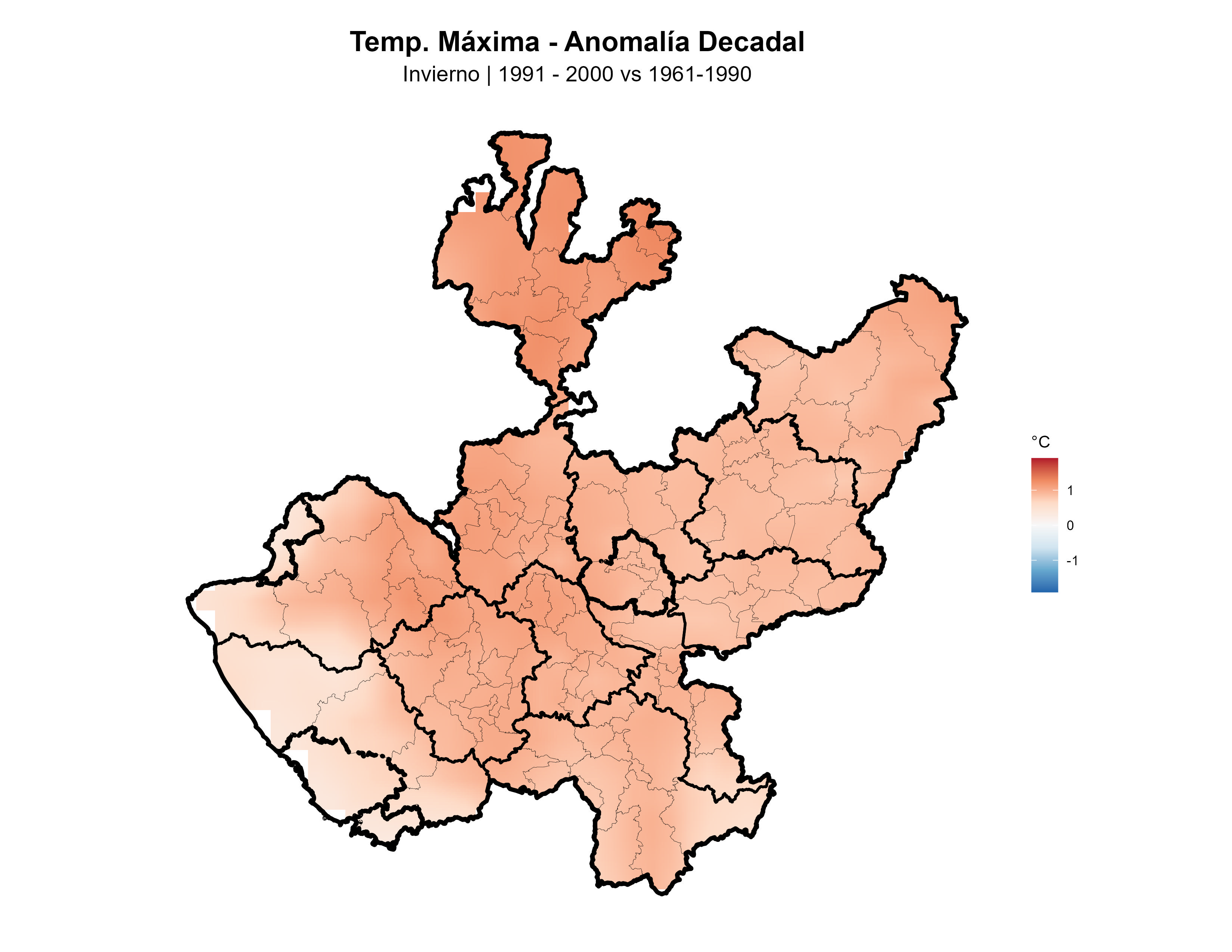 Temperatura Máxima Invierno Anomalía 1991
