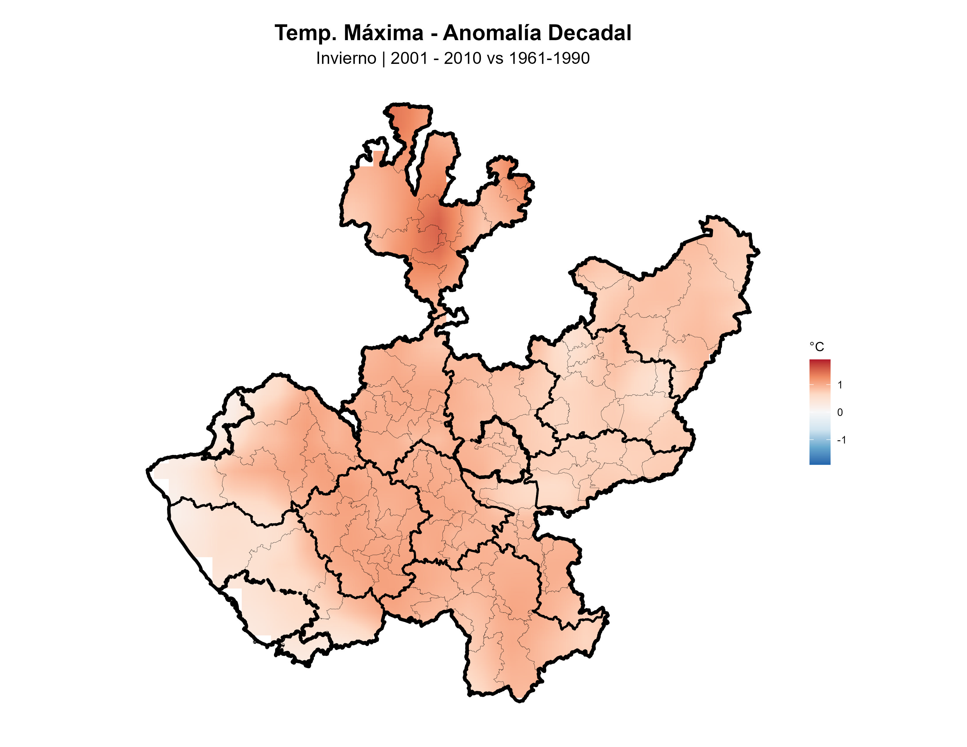 Temperatura Máxima Invierno Anomalía 2001