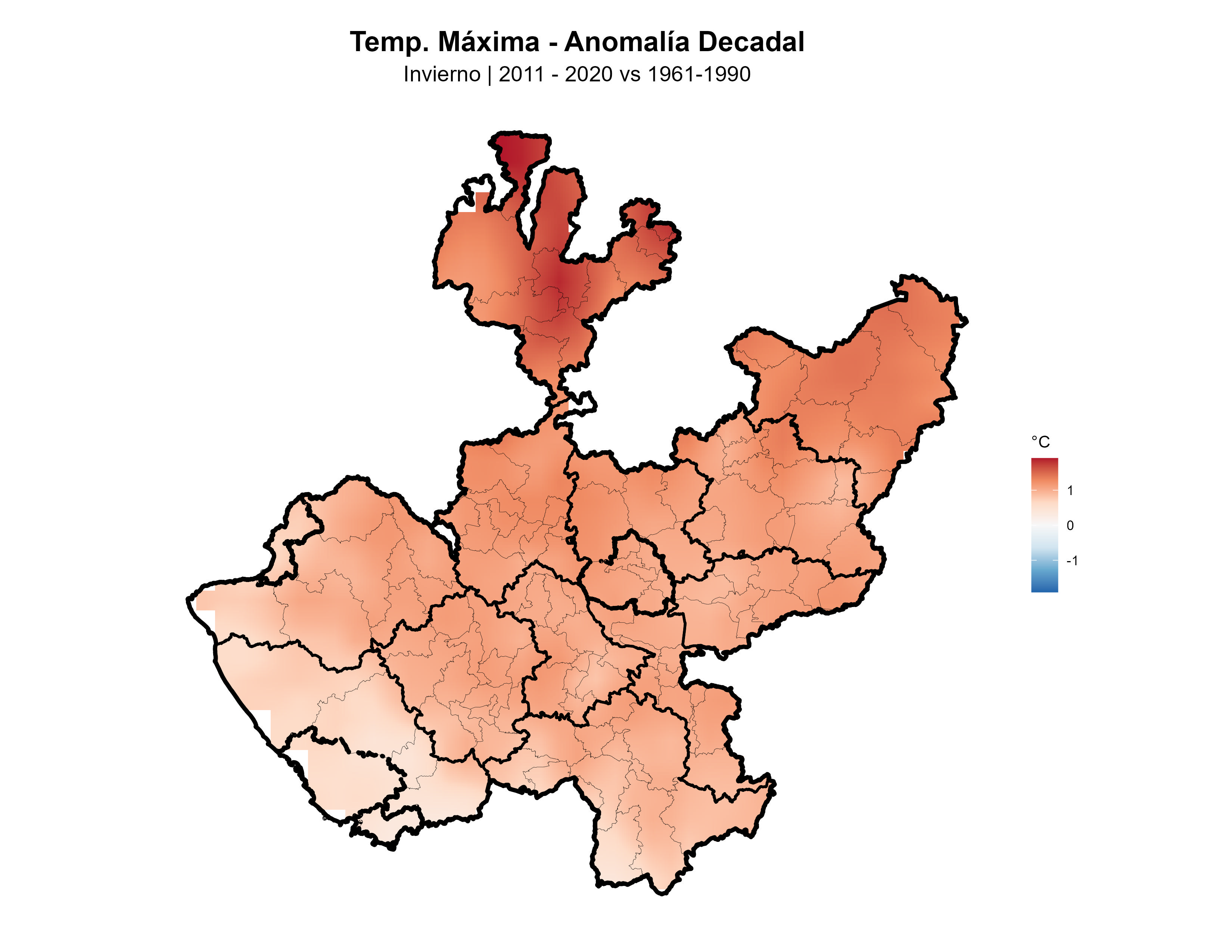 Temperatura Máxima Invierno Anomalía 2011
