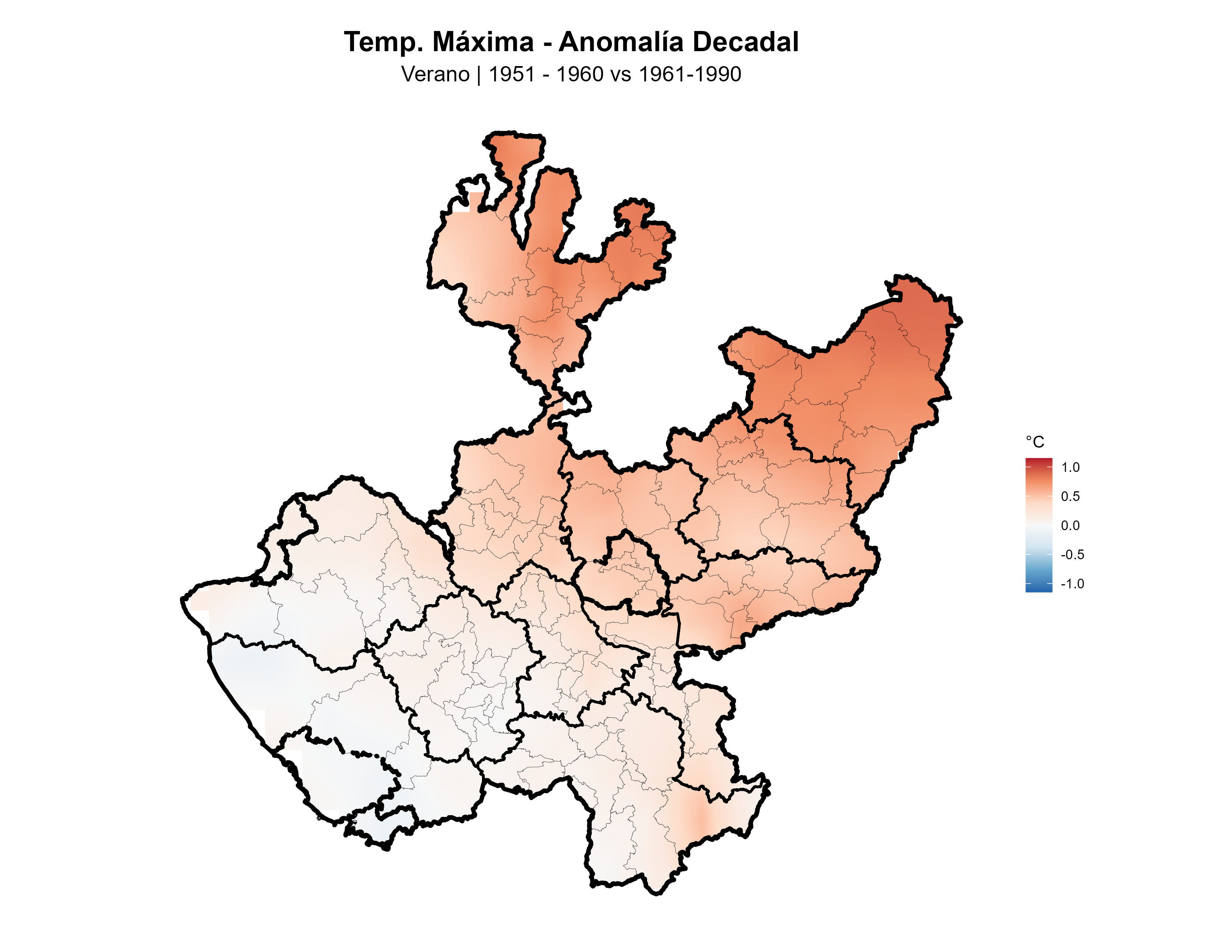 Temperatura Máxima Verano Anomalía 1951