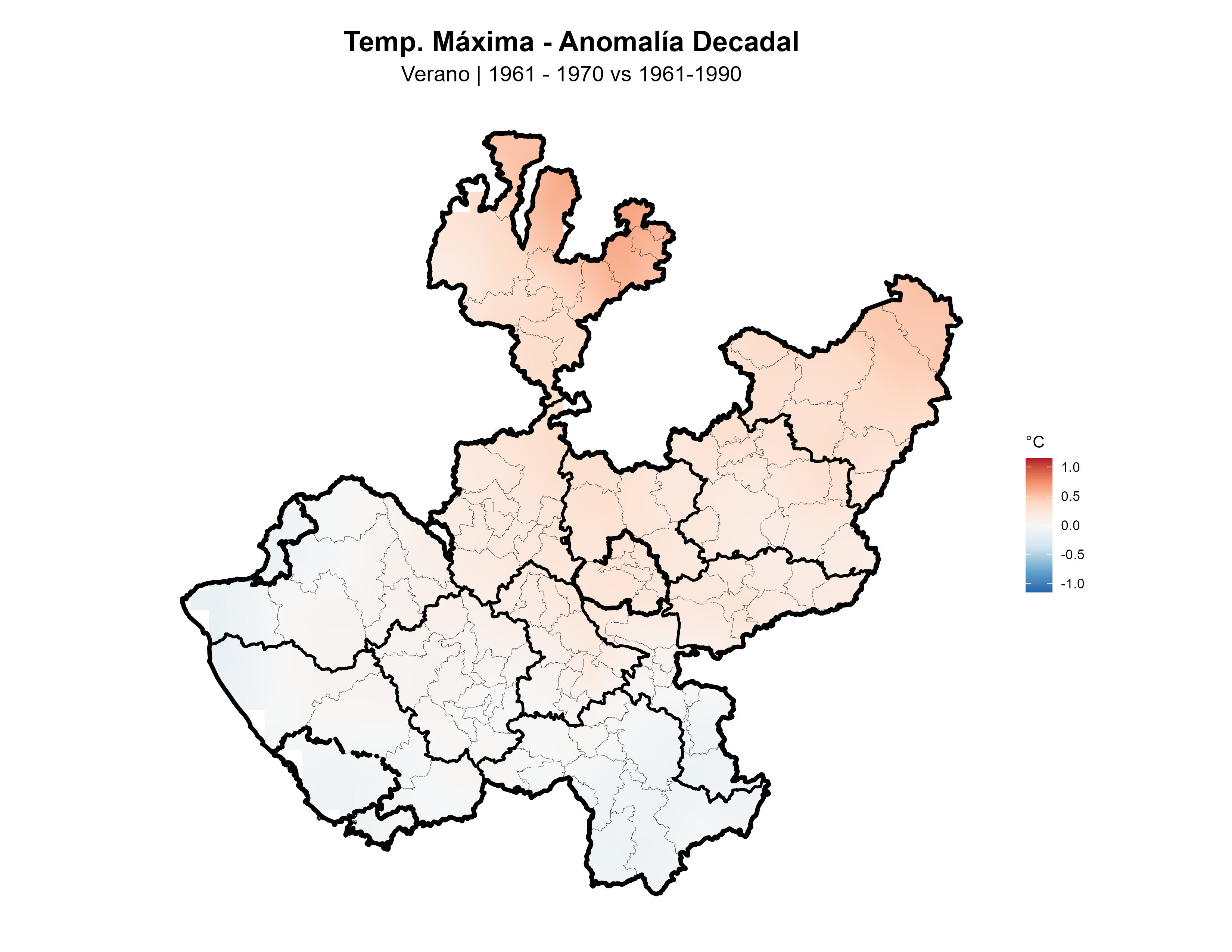 Temperatura Máxima Verano Anomalía 1961