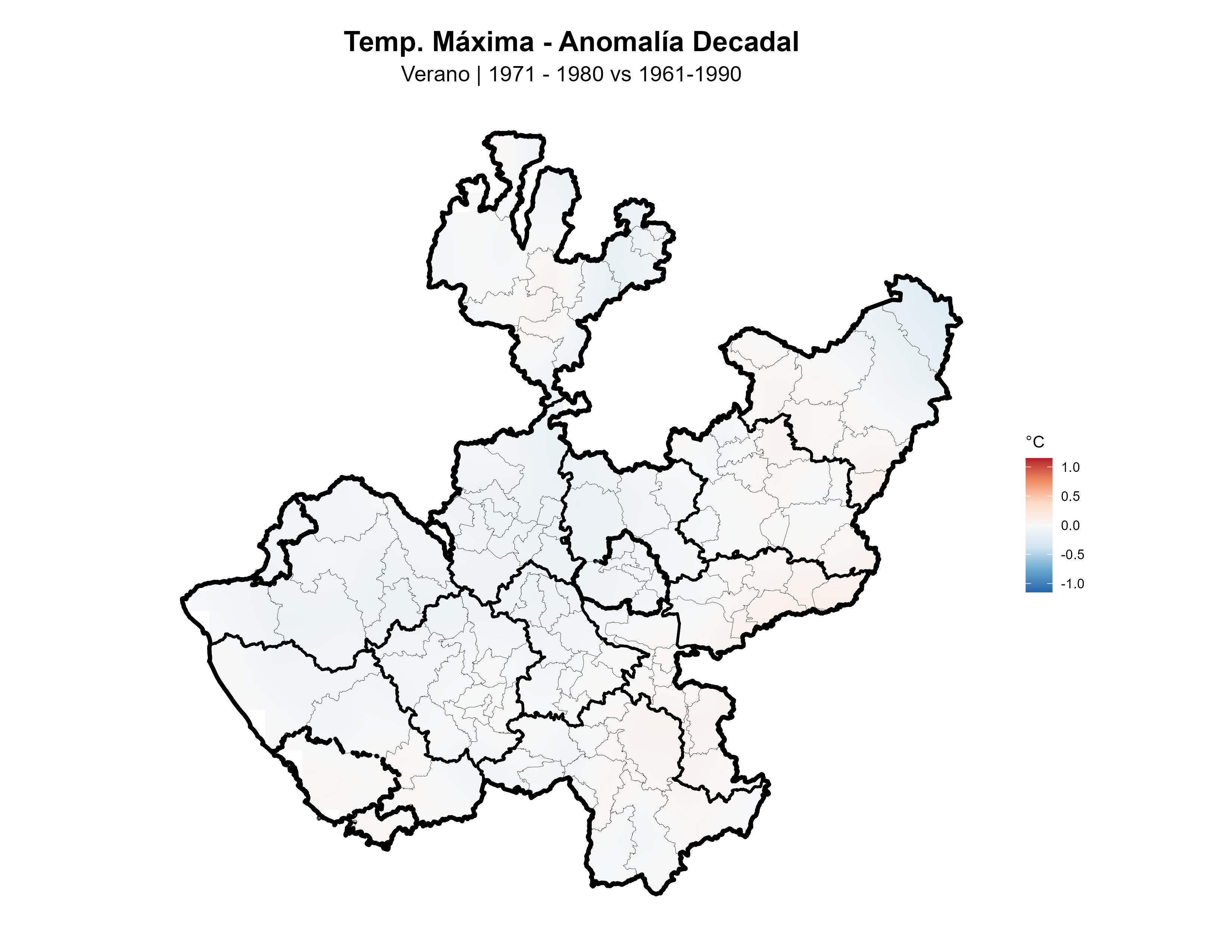 Temperatura Máxima Verano Anomalía 1971