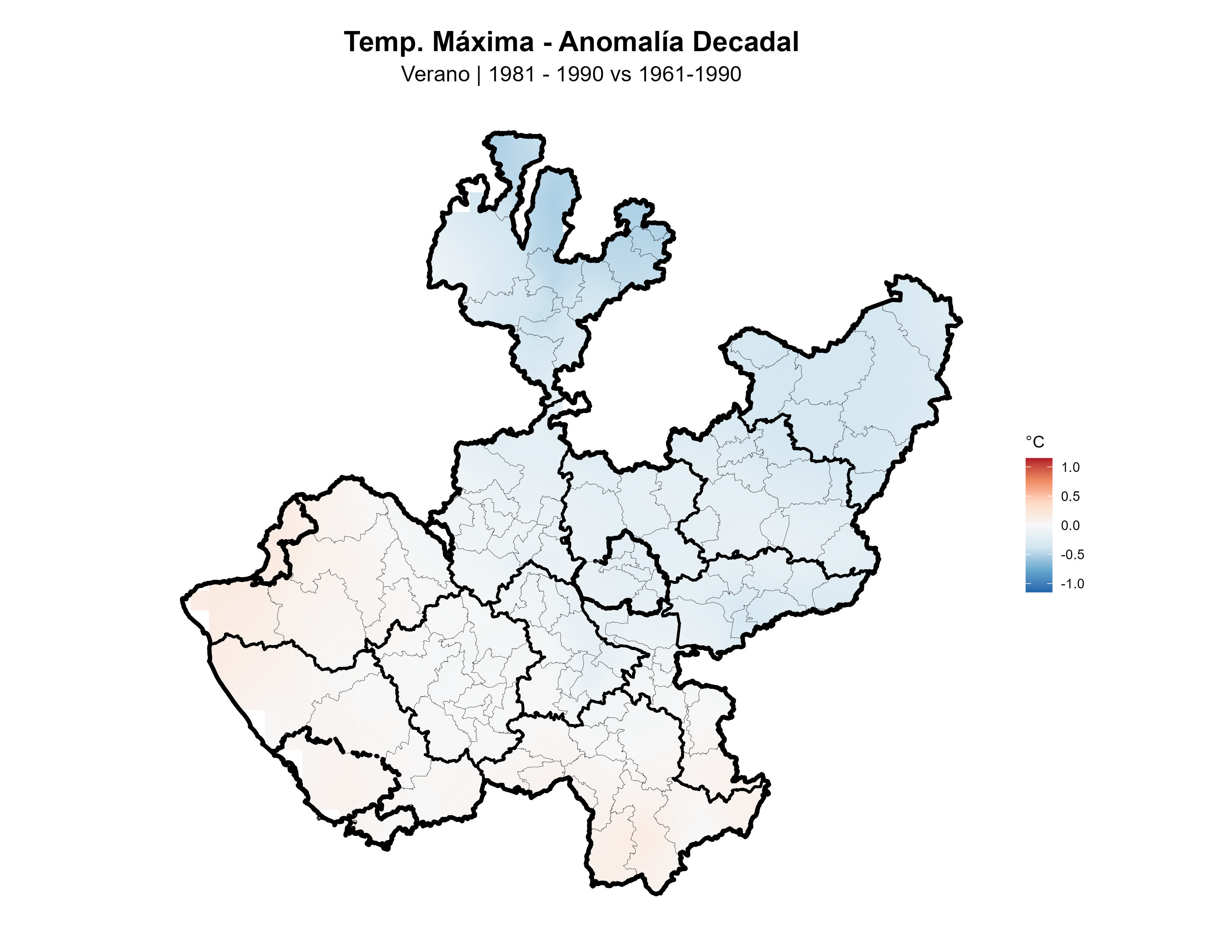 Temperatura Máxima Verano Anomalía 1981