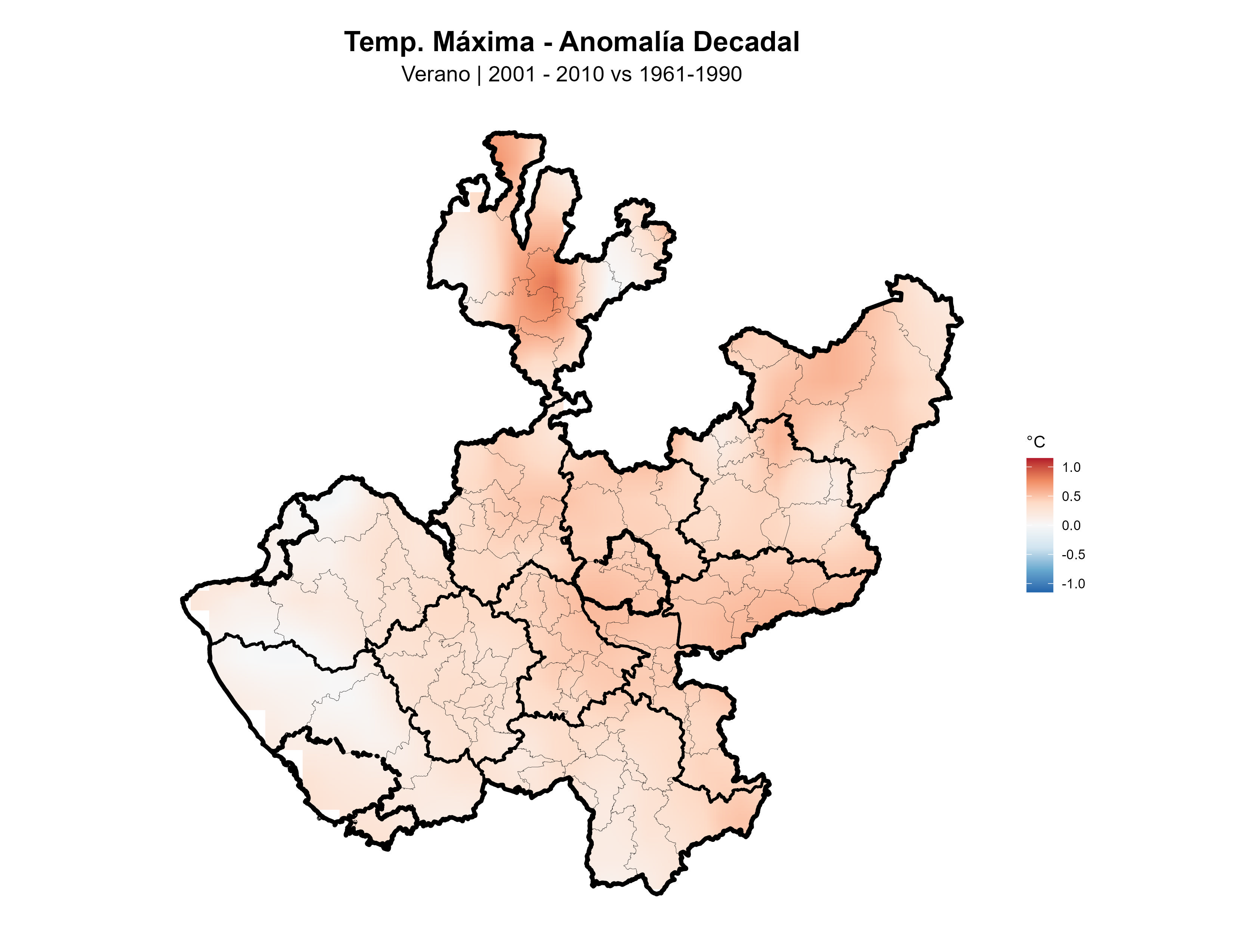Temperatura Máxima Verano Anomalía 2001