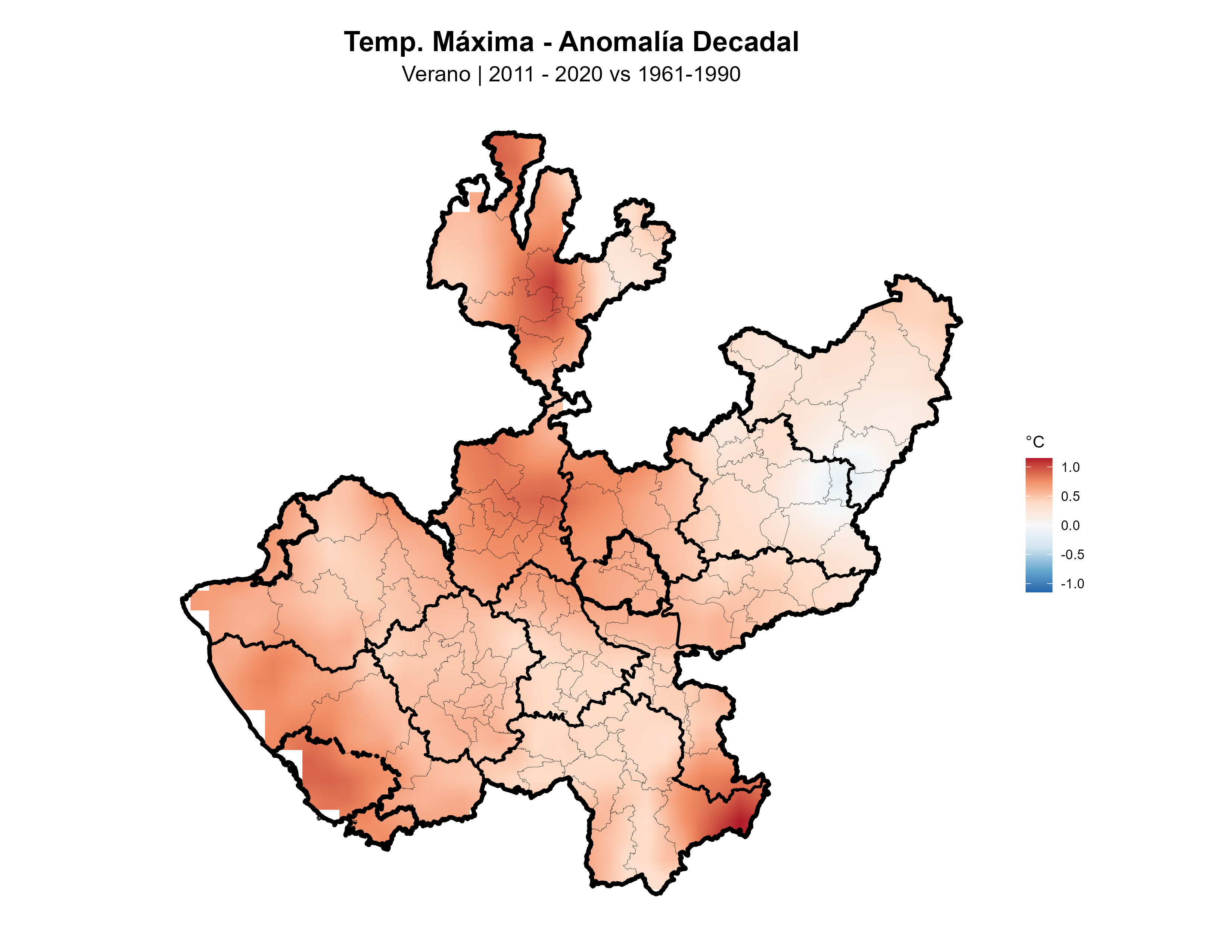 Temperatura Máxima Verano Anomalía 2011
