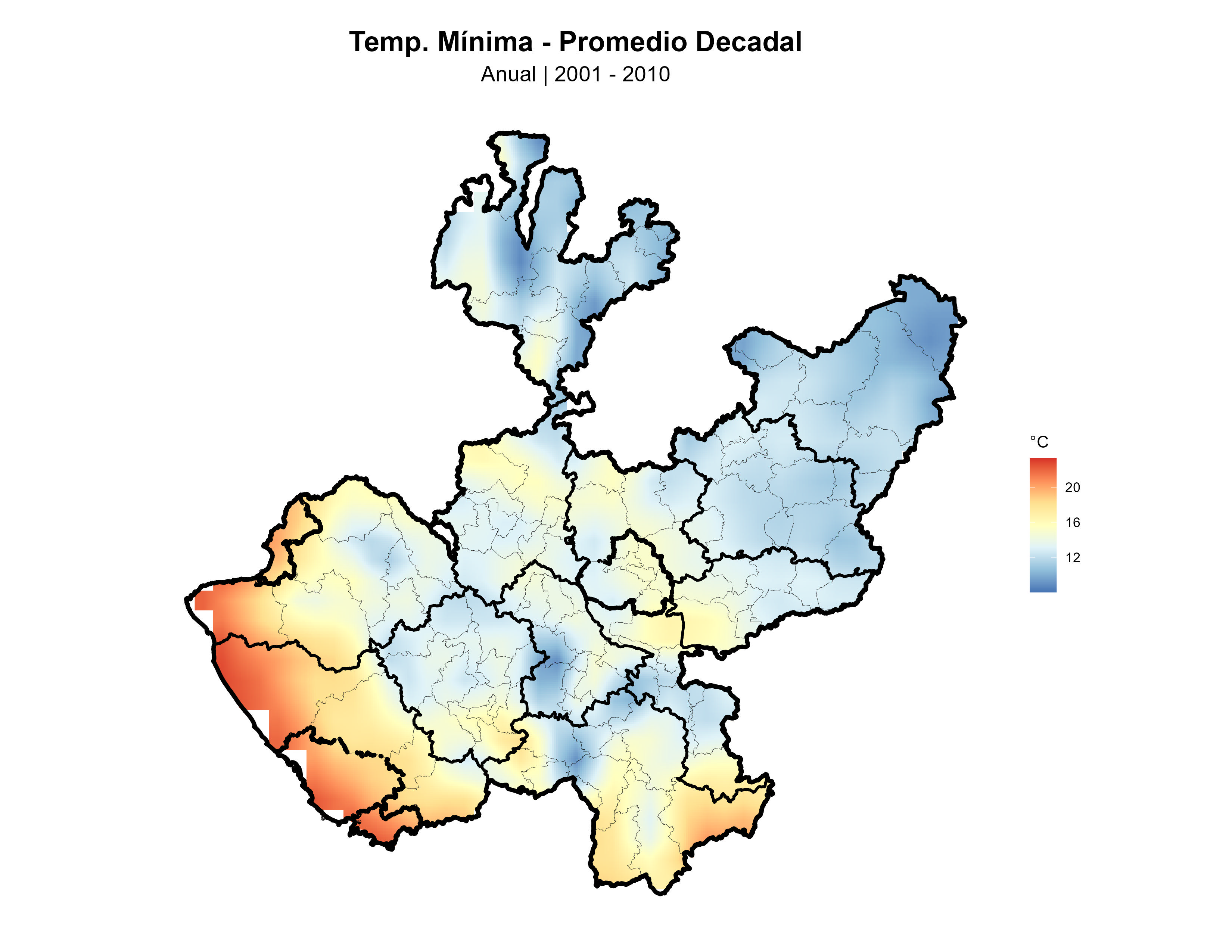 Temperatura Mínima Anual Promedio 2001