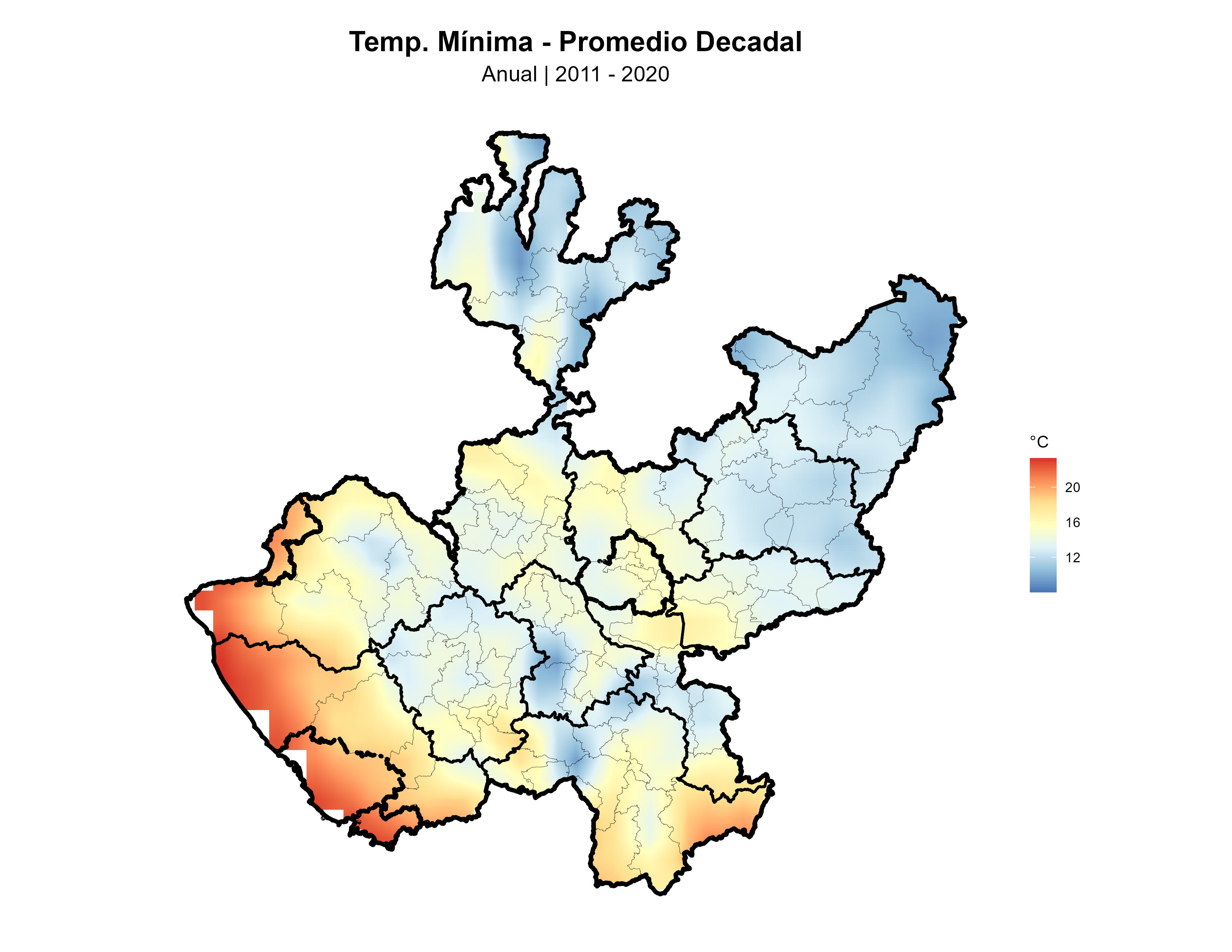 Temperatura Mínima Anual Promedio 2011