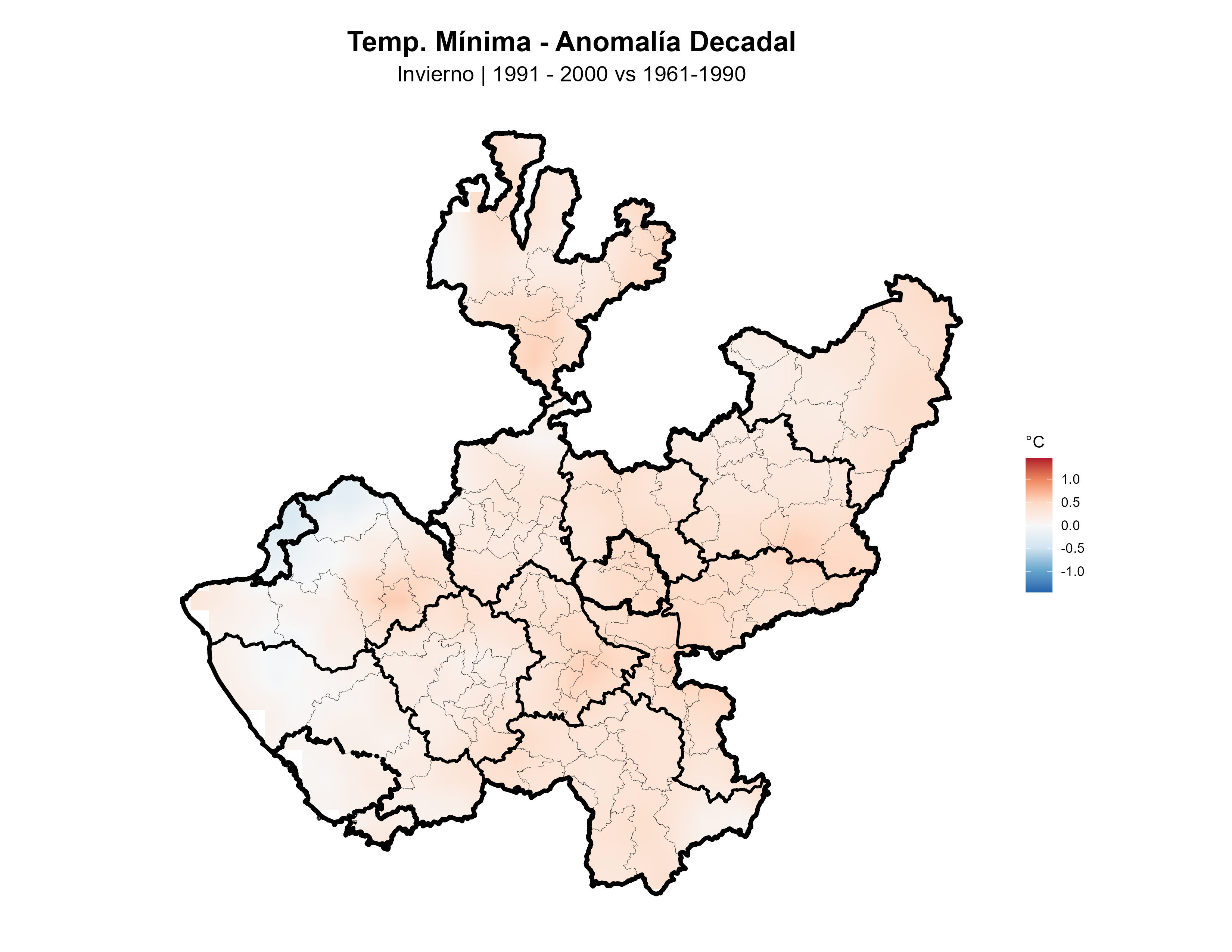 Temperatura Mínima Invierno Anomalía 1991