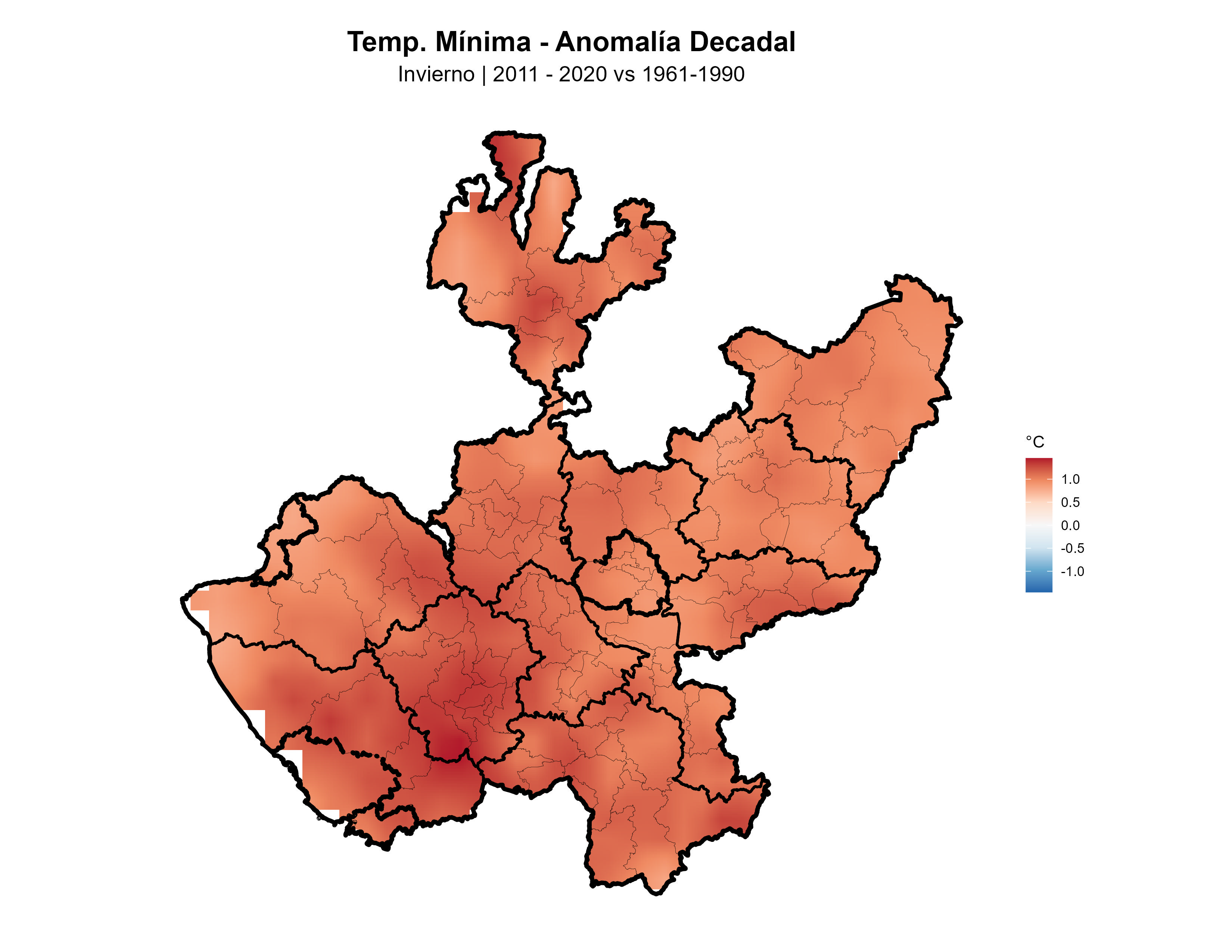 Temperatura Mínima Invierno Anomalía 2011