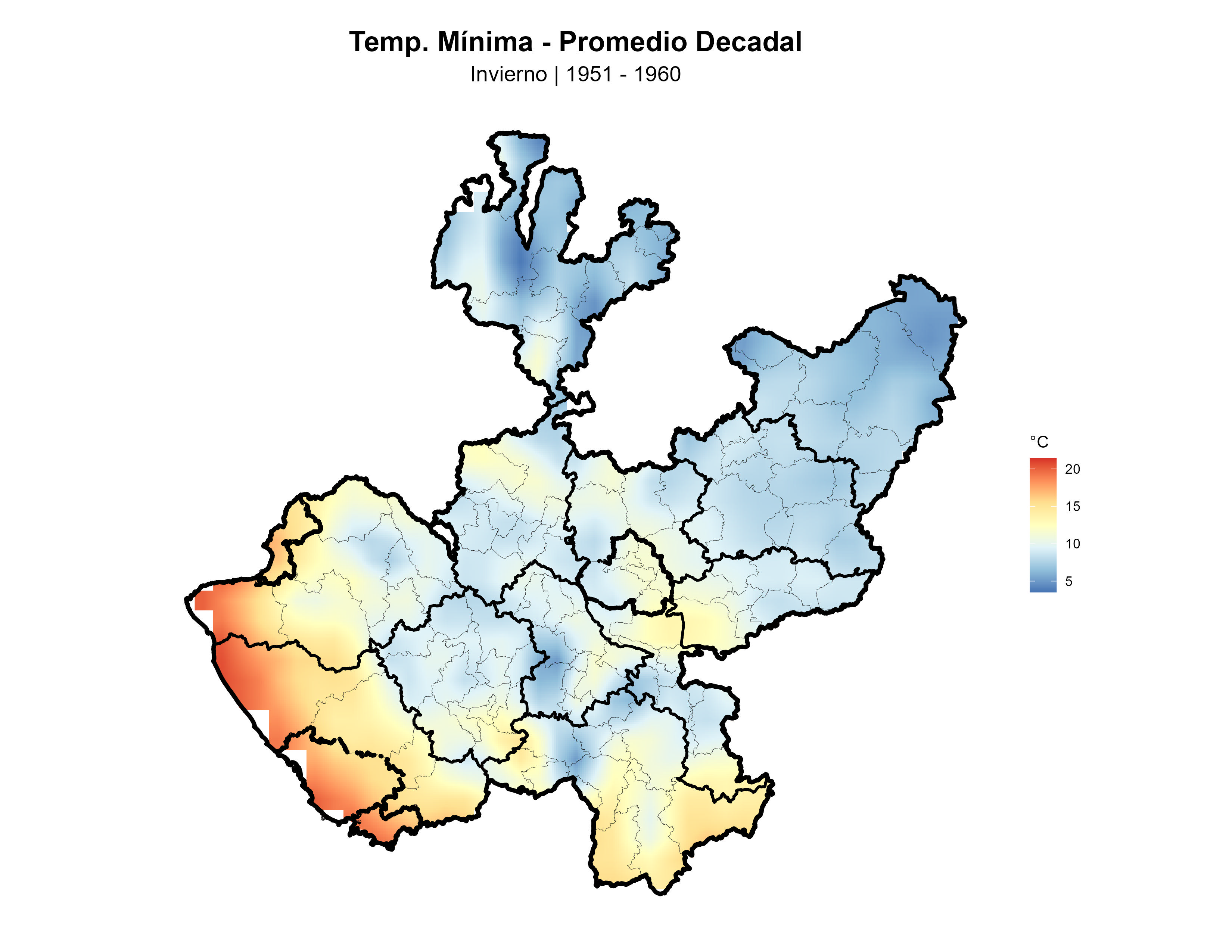 Temperatura Mínima Invierno Promedio 1951