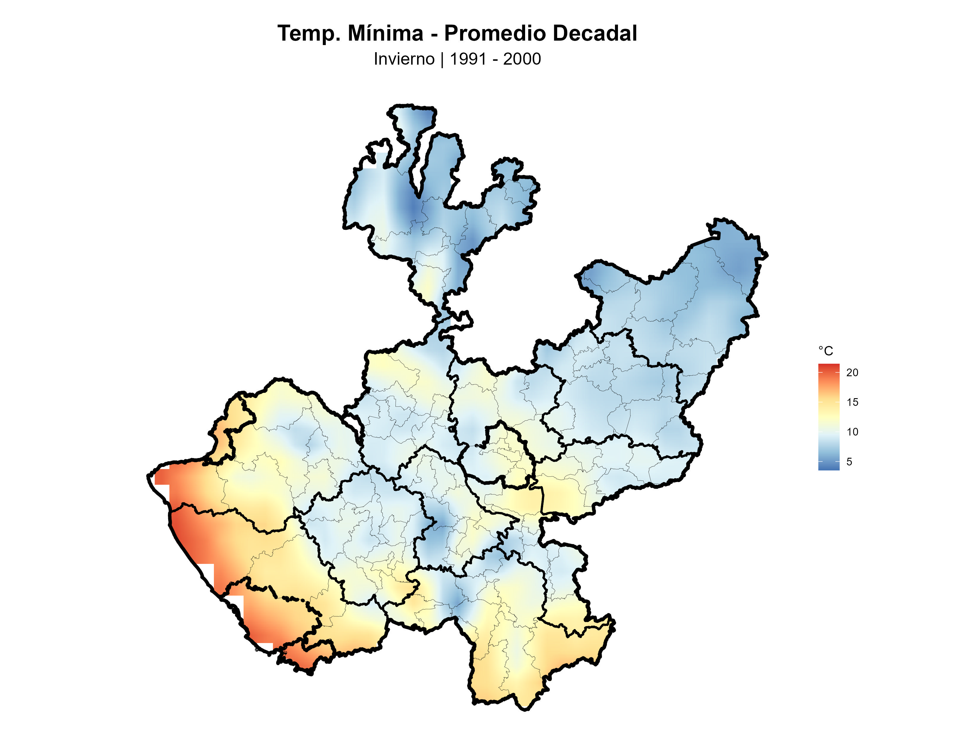 Temperatura Mínima Invierno Promedio 1991