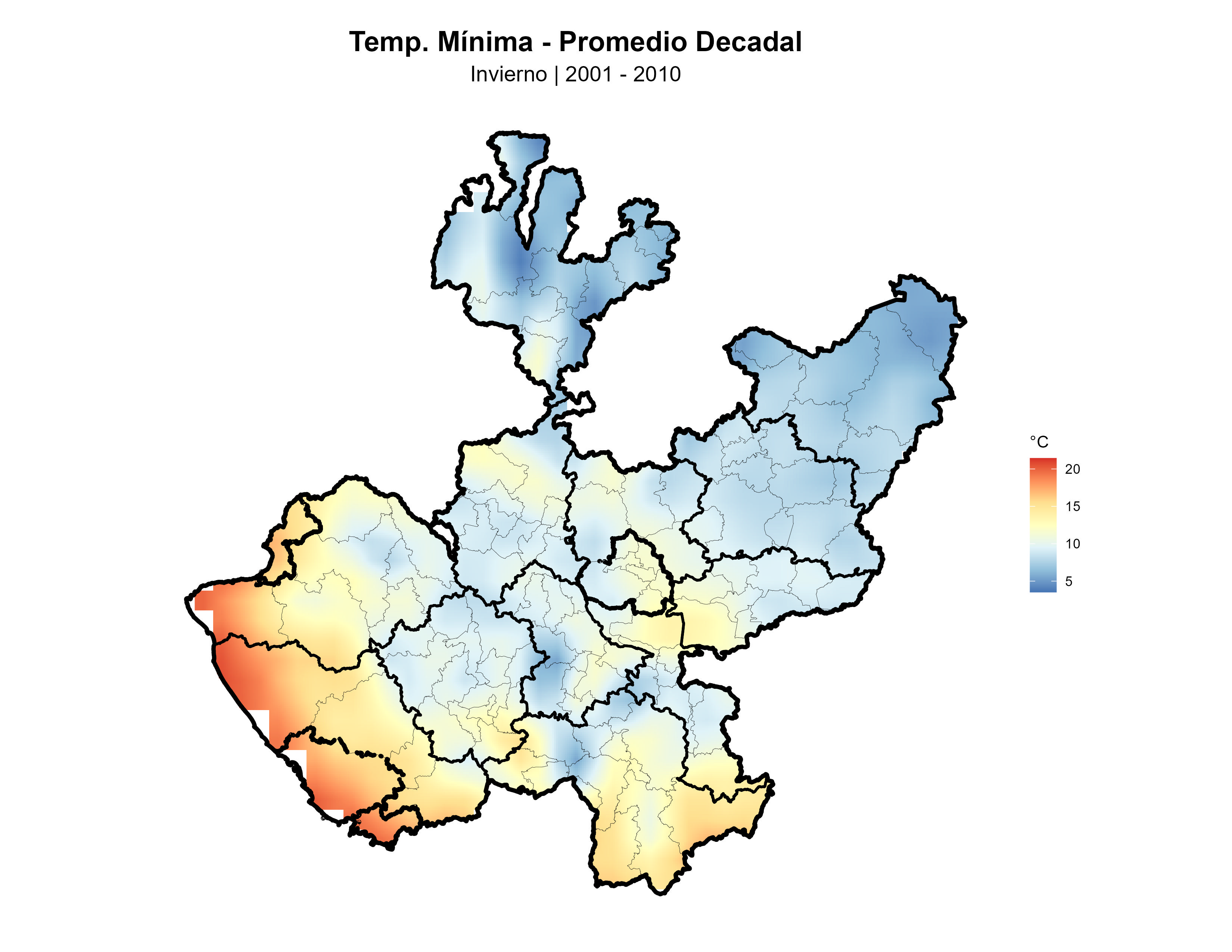 Temperatura Mínima Invierno Promedio 2001