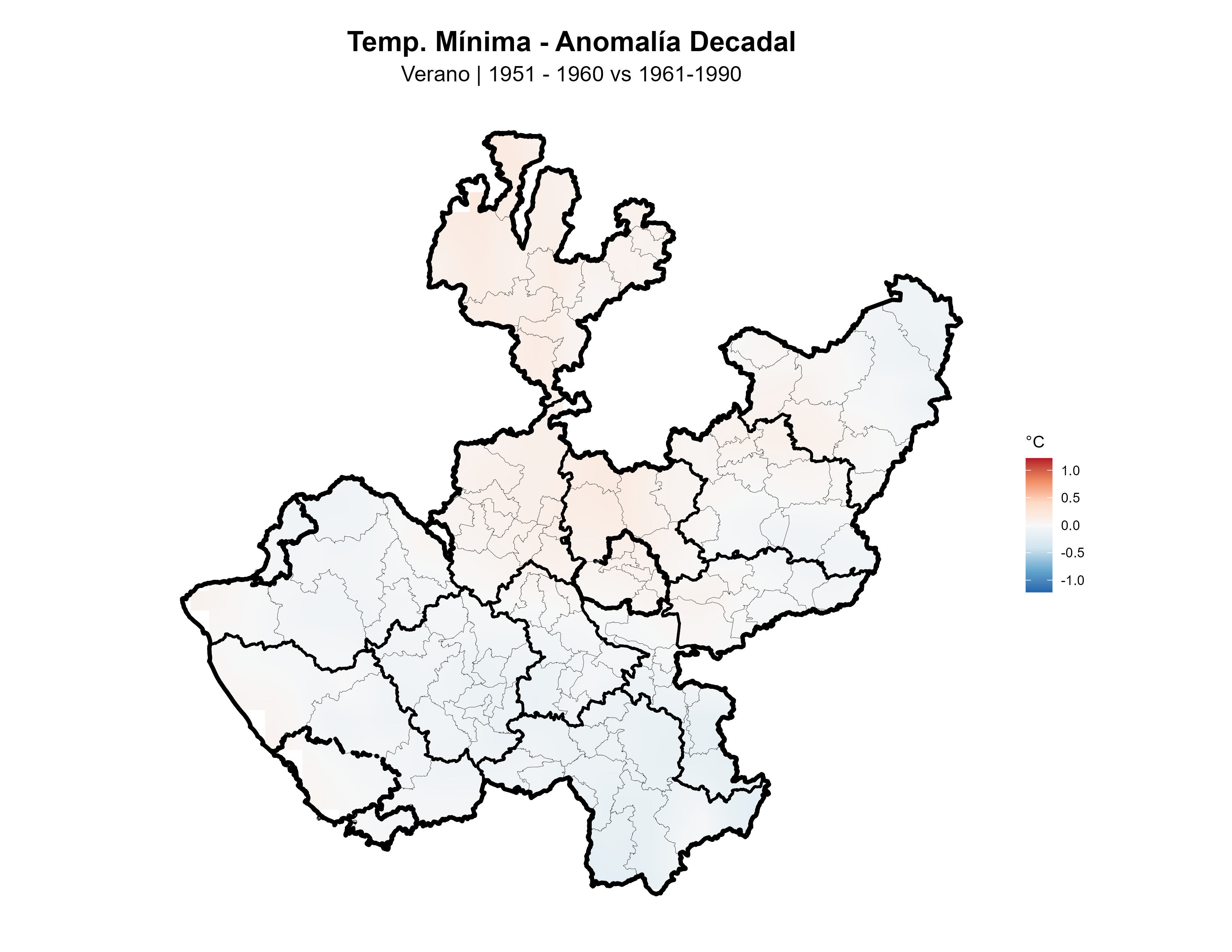 Temperatura Mínima Verano Anomalía 1951