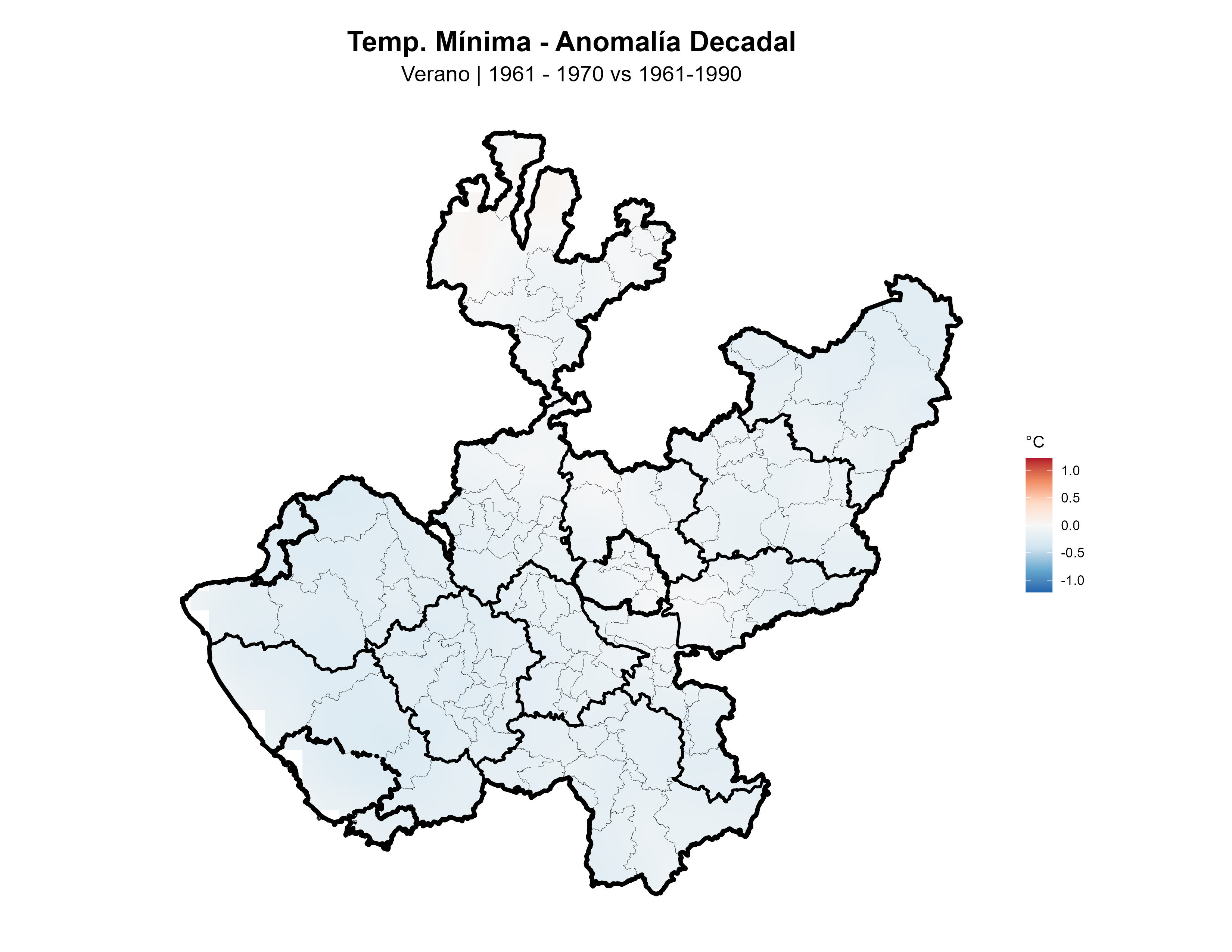 Temperatura Mínima Verano Anomalía 1961