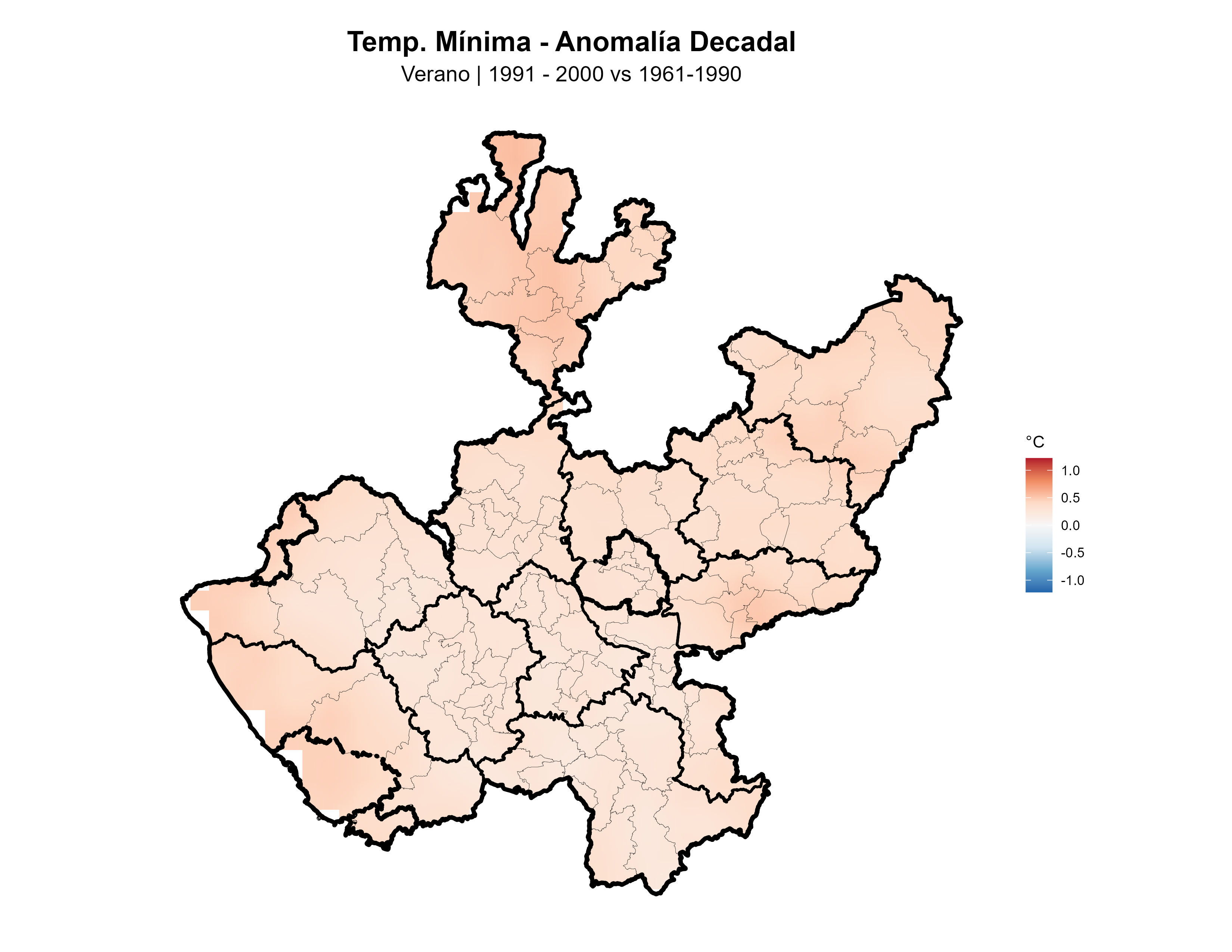 Temperatura Mínima Verano Anomalía 1991