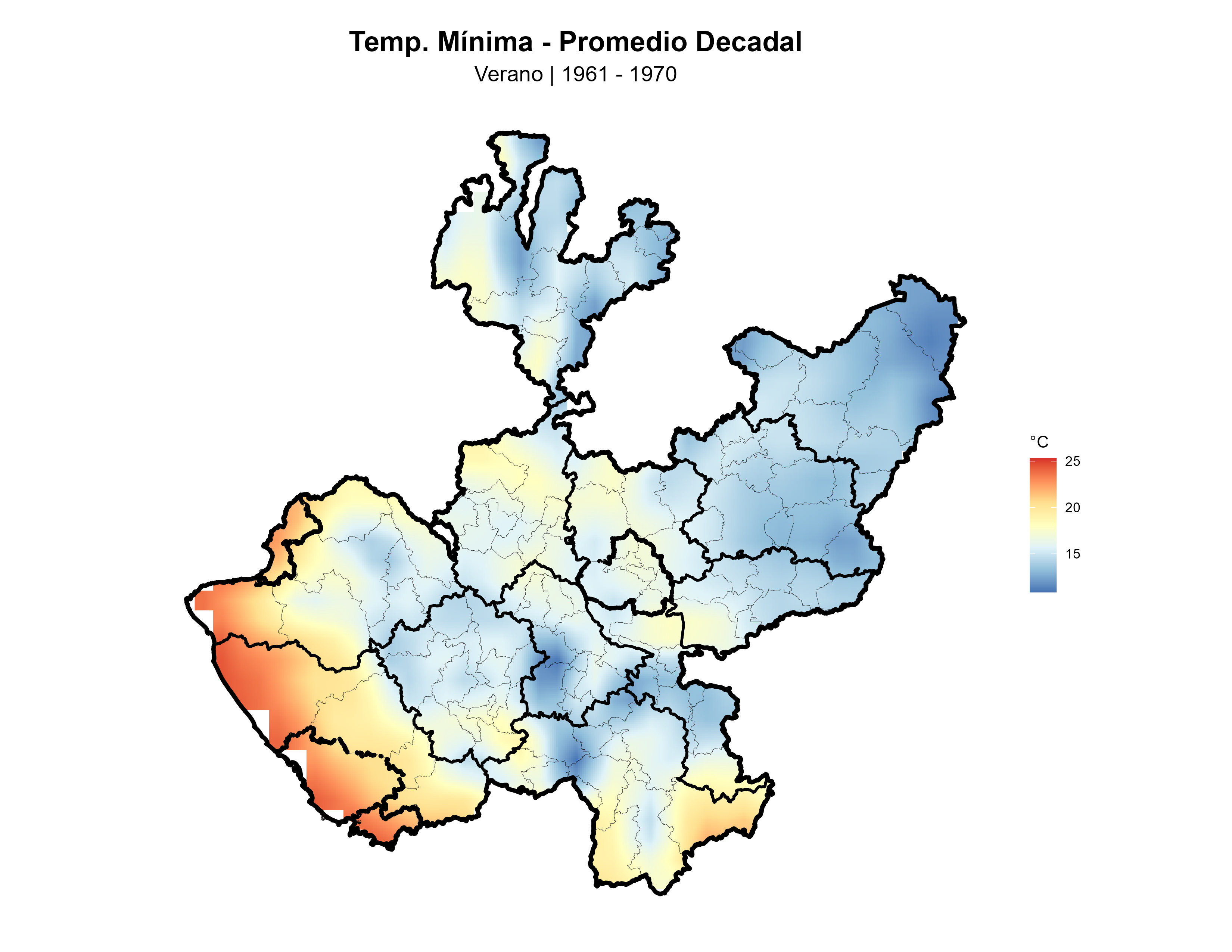 Temperatura Mínima Verano Promedio 1961