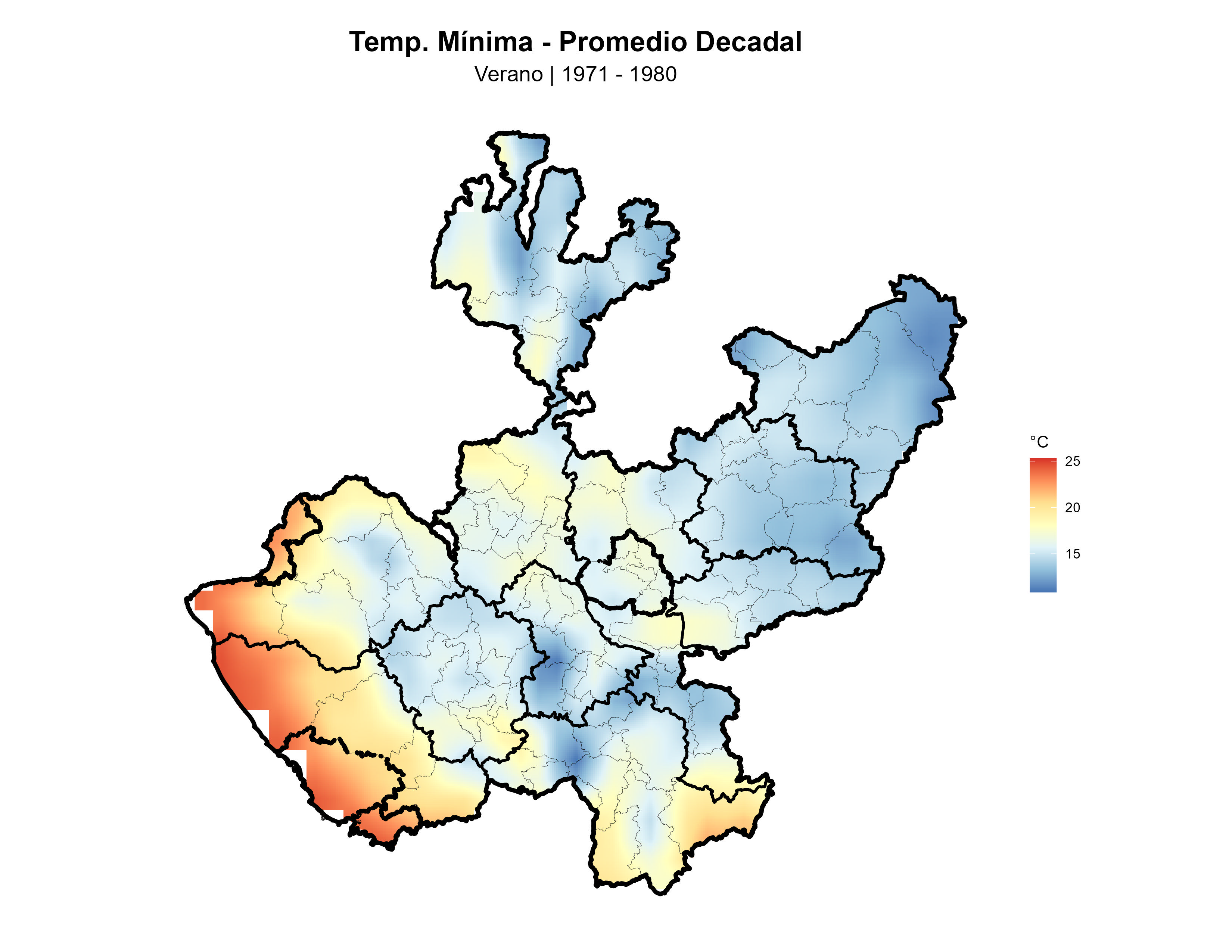 Temperatura Mínima Verano Promedio 1971