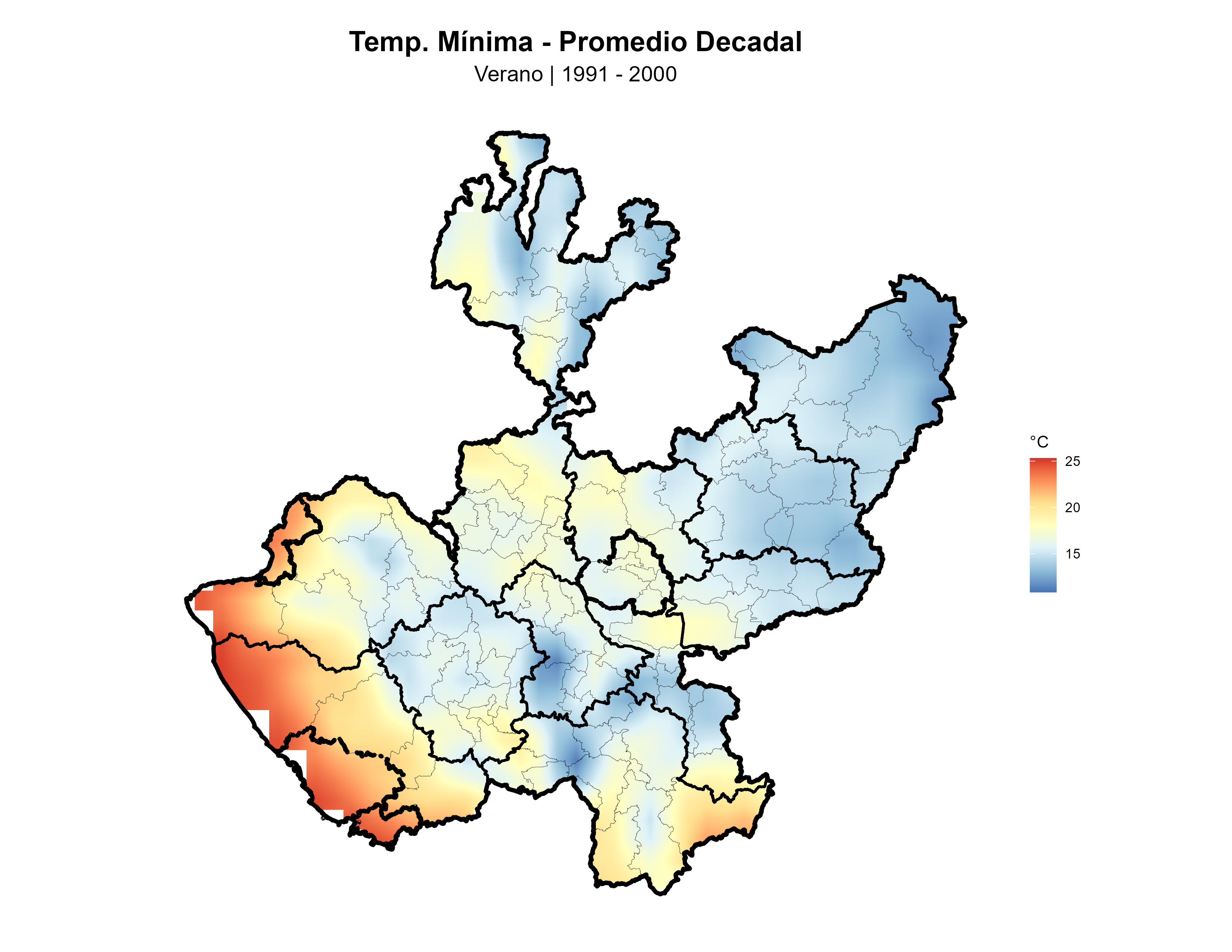 Temperatura Mínima Verano Promedio 1991