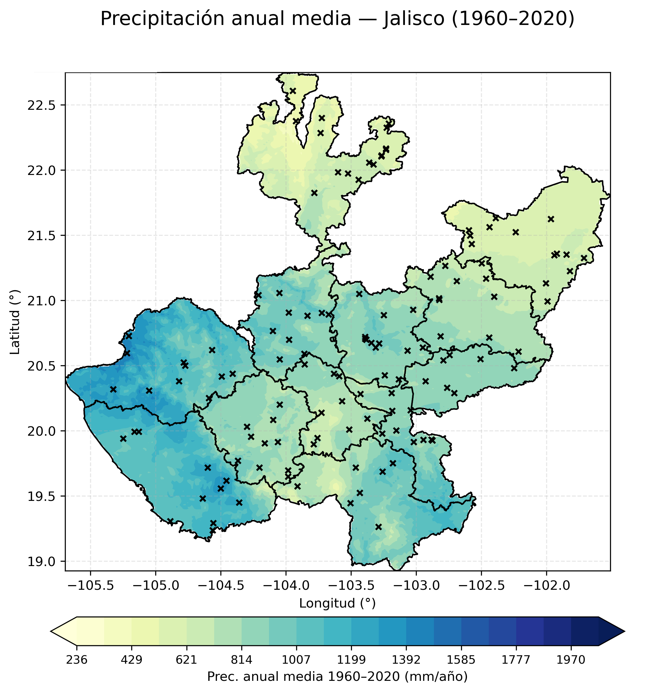 Precipitación anual media (1960–2020)